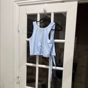 Lululemon Athletica Blue Sleeveless Crop Tie Front Tank Top